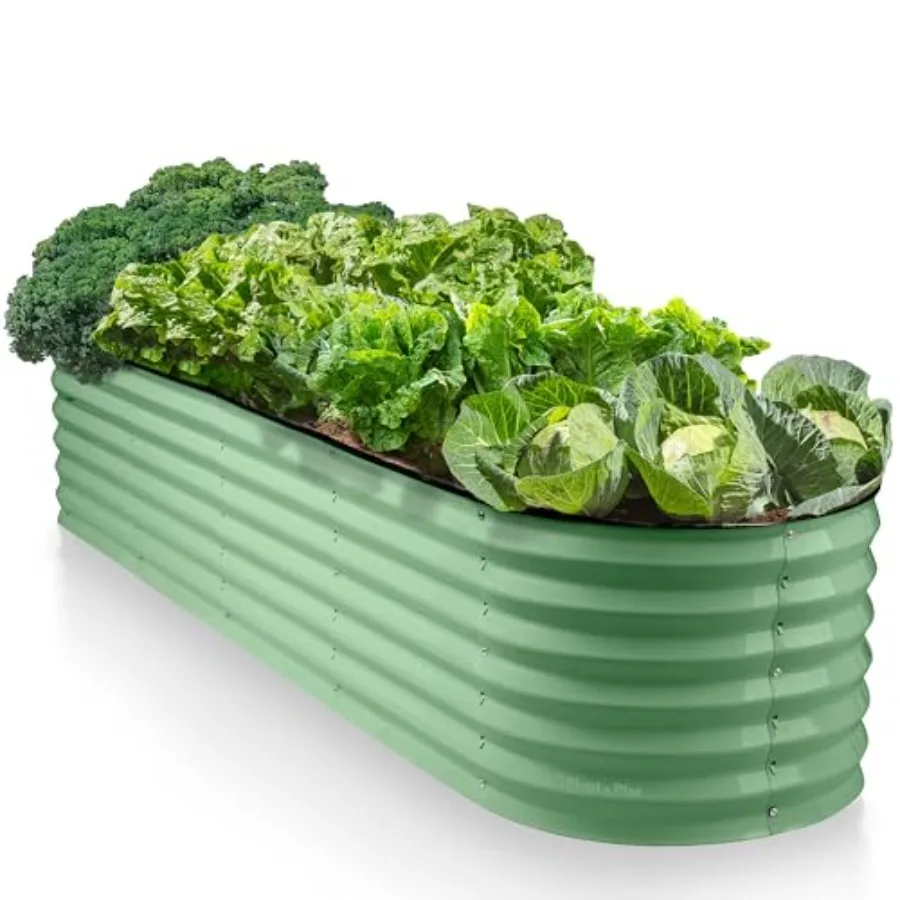 

Модульная оцинкованная стальная грядка 9-в-1 для садоводства, 8×2×1.5 футов, высотой 18 дюймов, для выращивания овощей и цветов