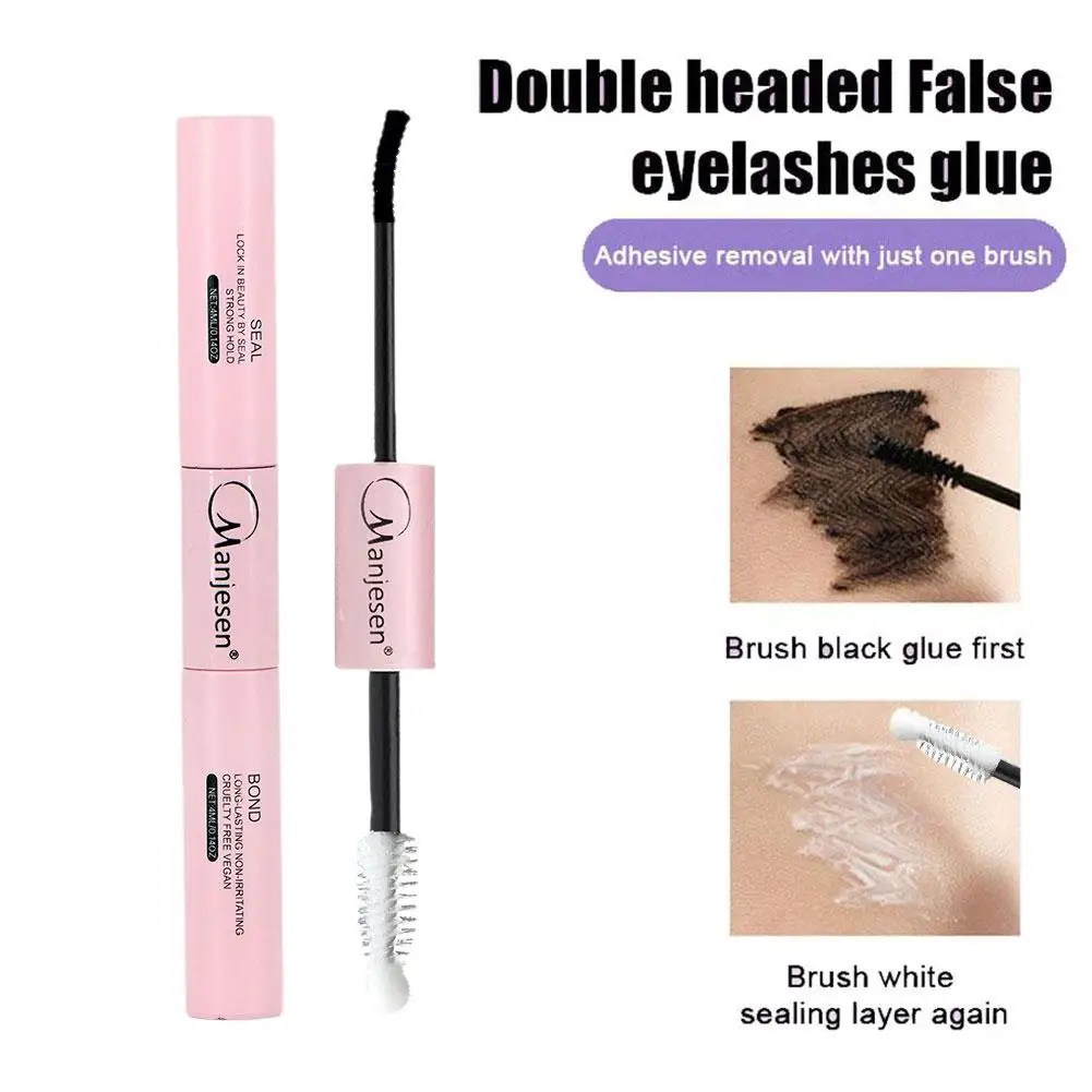 Double Ended cola para cílios, Lash Bond e selo para cluster Lash, 2in 1 cola, impermeável, revestimento claro, suporte forte, F4Y4