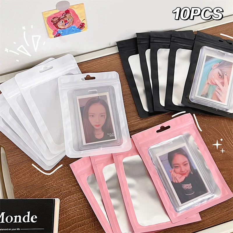 10PCS Card Photocard Storage Bag Color Matte Transparent Ziplock Bag Gift Packaging Bag Sticker Card Sleeve Packaging Bag 