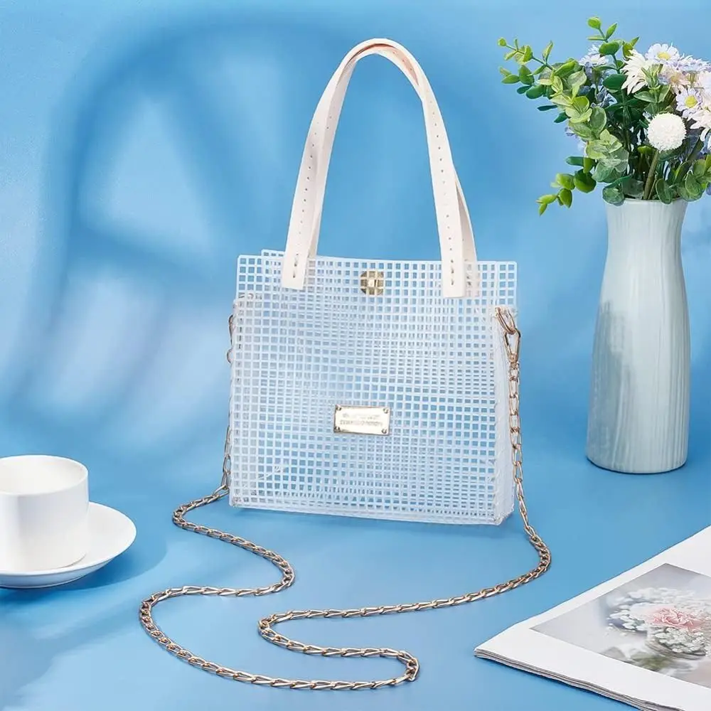 Handbag Accessories Plastic Bag Mesh Grid White Blank Bag Sheets Net Cover Crochet Projects