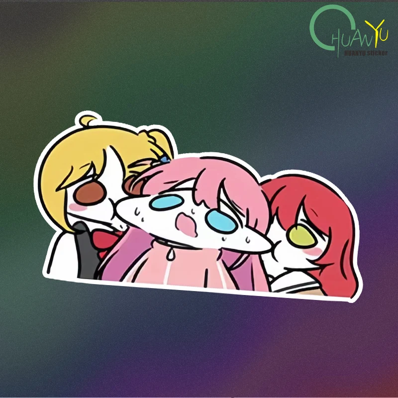 Creative anime Lonely Rock Group Character Cartoon Q Version Eating Whale Expression Reflective Car Sticker Mobile Computer