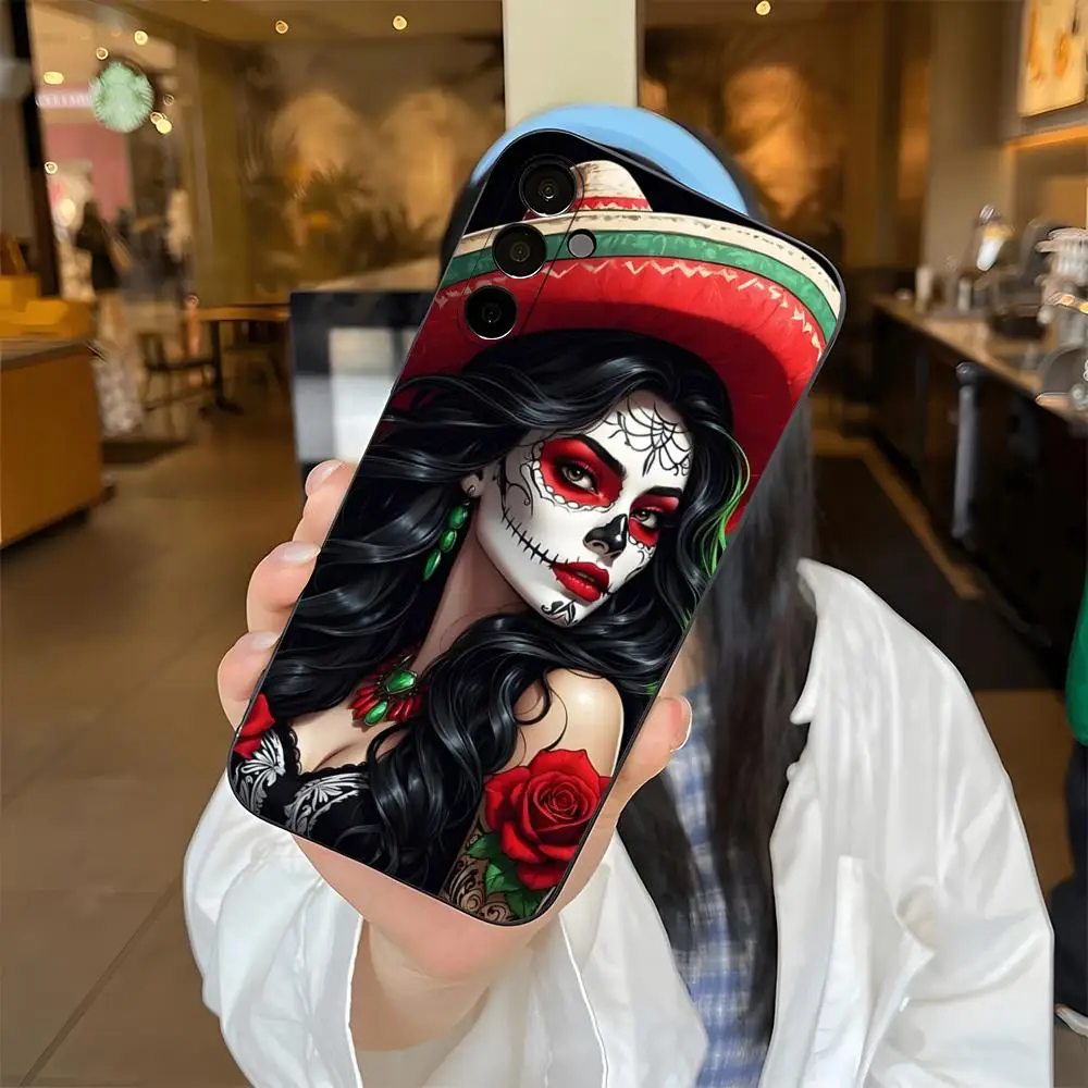 Pretty Mexican C-Catrina Skull Phone Case For Samsung S26 S25 Edge S24 S23 S22 S21 S20 Ultra Plus Fe Galaxy Silicon Cover