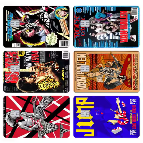 E-Eddie V-Van H-Halen Credit Card Skin Stickers No Adhesive Residue Water Proof for VISA Credit Card Subway Access Card
