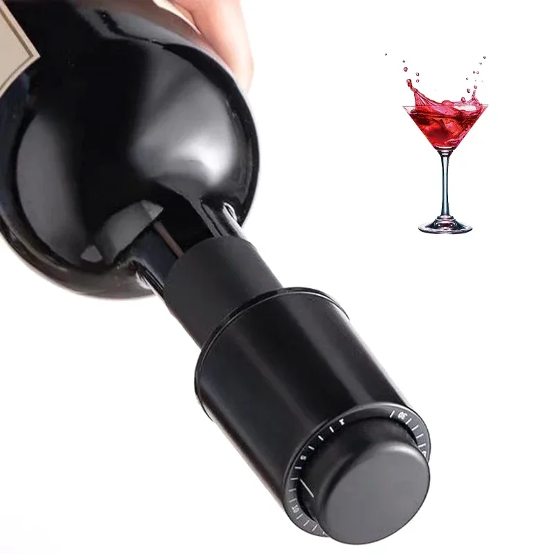 2025 New Vacuum Wine Bottle Cap Stopper Sealed Storage Vacuum Memory Wine Stopper Push Style Bar Tools Barware Wine Cork Black