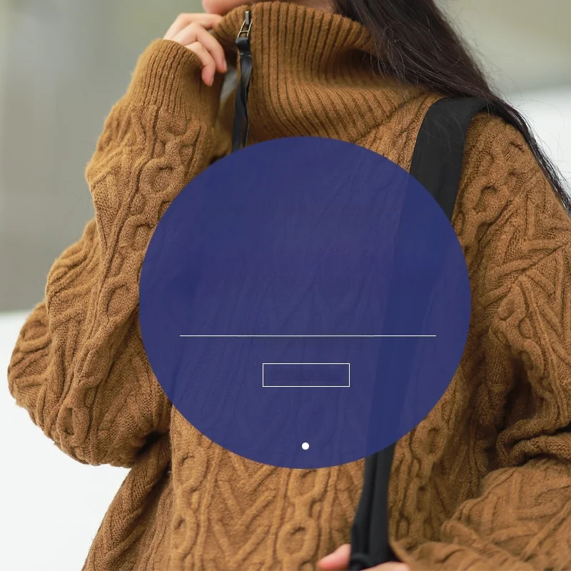 

Thi Knitted Winter Sweater Cozy Long Sve High Collar Pure Color Straight Fit Women's Premium Faion Cotton Yarn Thiened