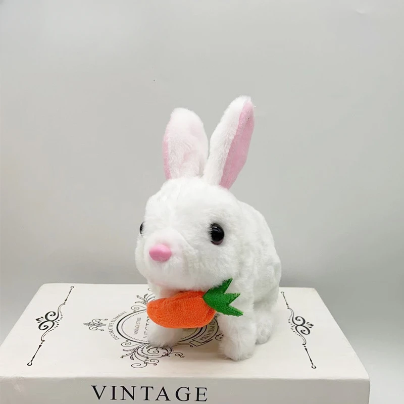 1pcs Cute Cartoon Rabbit Electric Radish Rabbit Simulation Pet Children's Home Play Girl Pet Stuffed Animals Kids Toys