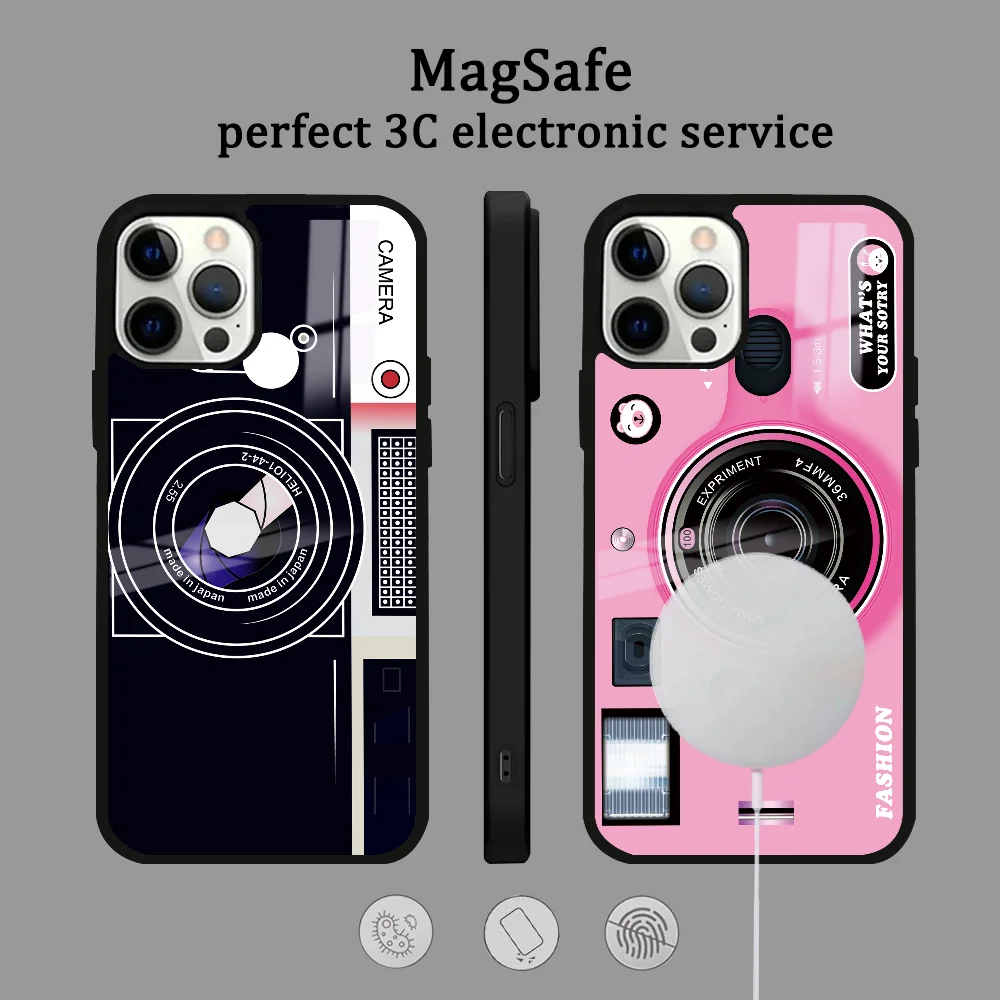 Vintage Prank Camera Phone Case For IPhone 16 15 14 13 12 11 Pro Max Plus Mini Magsafe Mirror Wireless Magnetic Cover