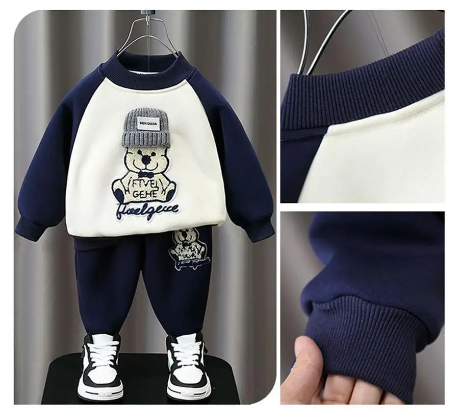 Boys\' Spring And Autumn Set 2024 New Fashionable Sweatshirt Pants Two Piece Set Children Cartoon Cute Suit Loose Casual Clothing