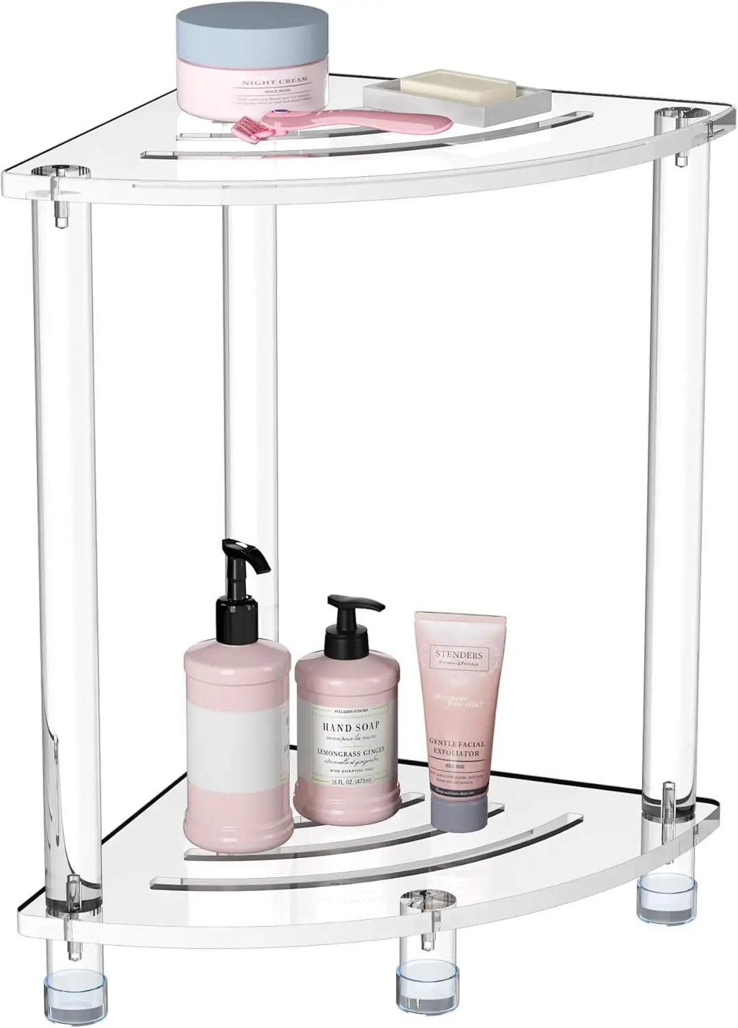 

Acrylic Corner Shower Stool for Inside Shower, Clear Small Shower Bench for Shaving Legs Seating Waterproof Heavy Duty Assemb