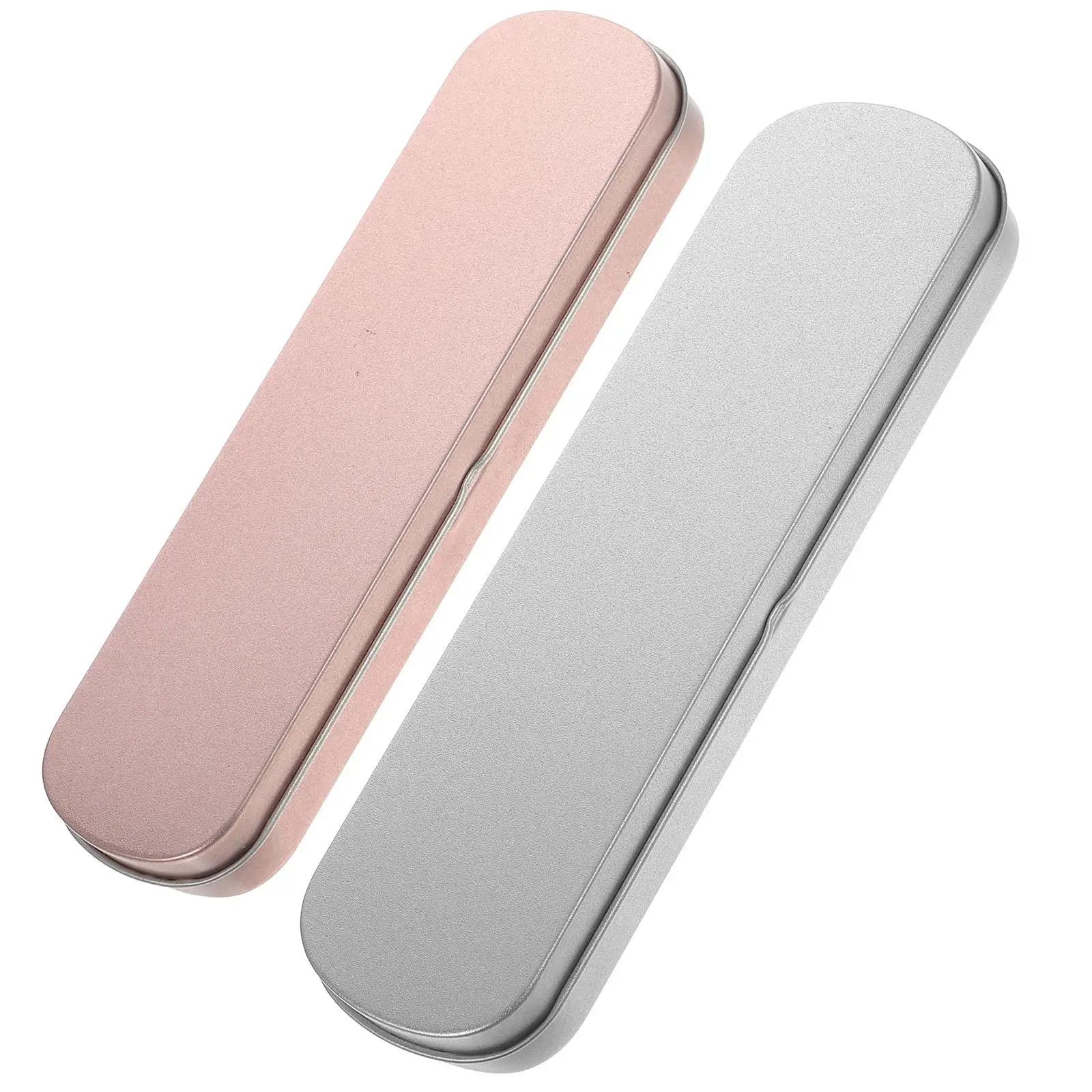 2 Pcs Pencil Case Storage Holder Single Metal Display Small Boxes Gift Empty for School Bulk