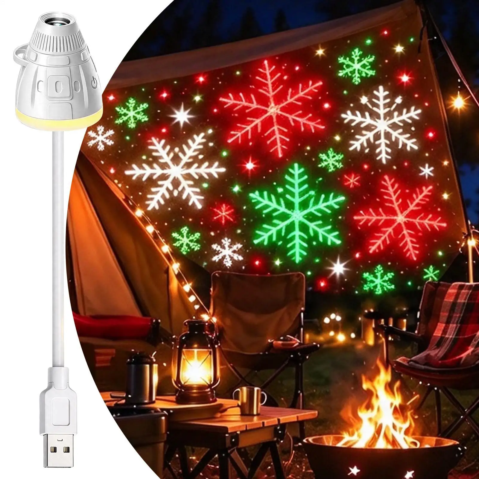 Indoor Christmas Projector Lights Plug And Play LED Projection Lamp 5D Holographic USB Christmas Projection Lights For Bedroom
