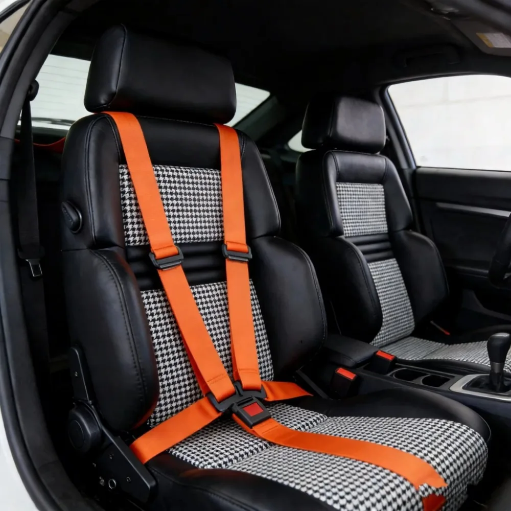 LK Ergonomic Racing Seat Adjustable Headrest One-Touch Forward Flip Universal Fit Car Seat with Sliders