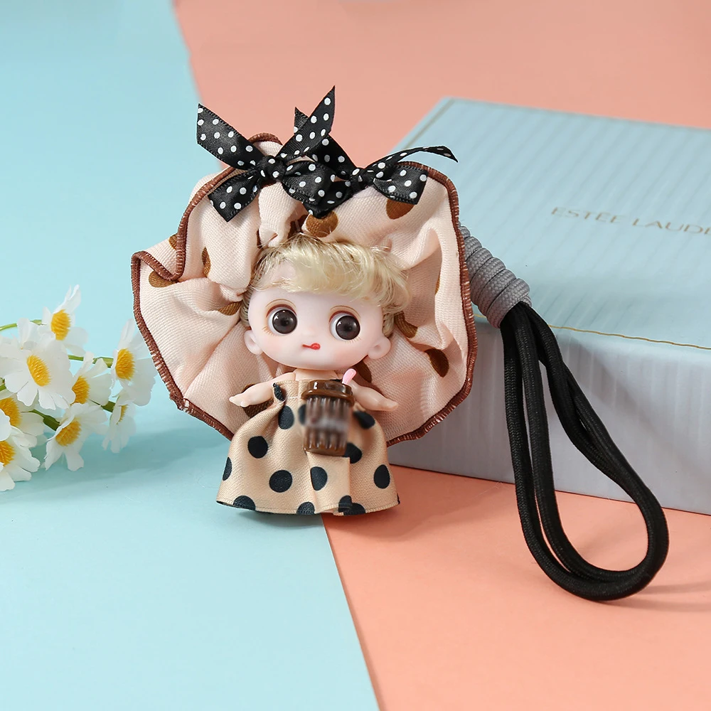 New Cute Doll Keychains Pastoral Colorful Plaid Bag Shape Mini Doll Keychain Girl Heart Doll Pendant Car Key Backpack Pendant