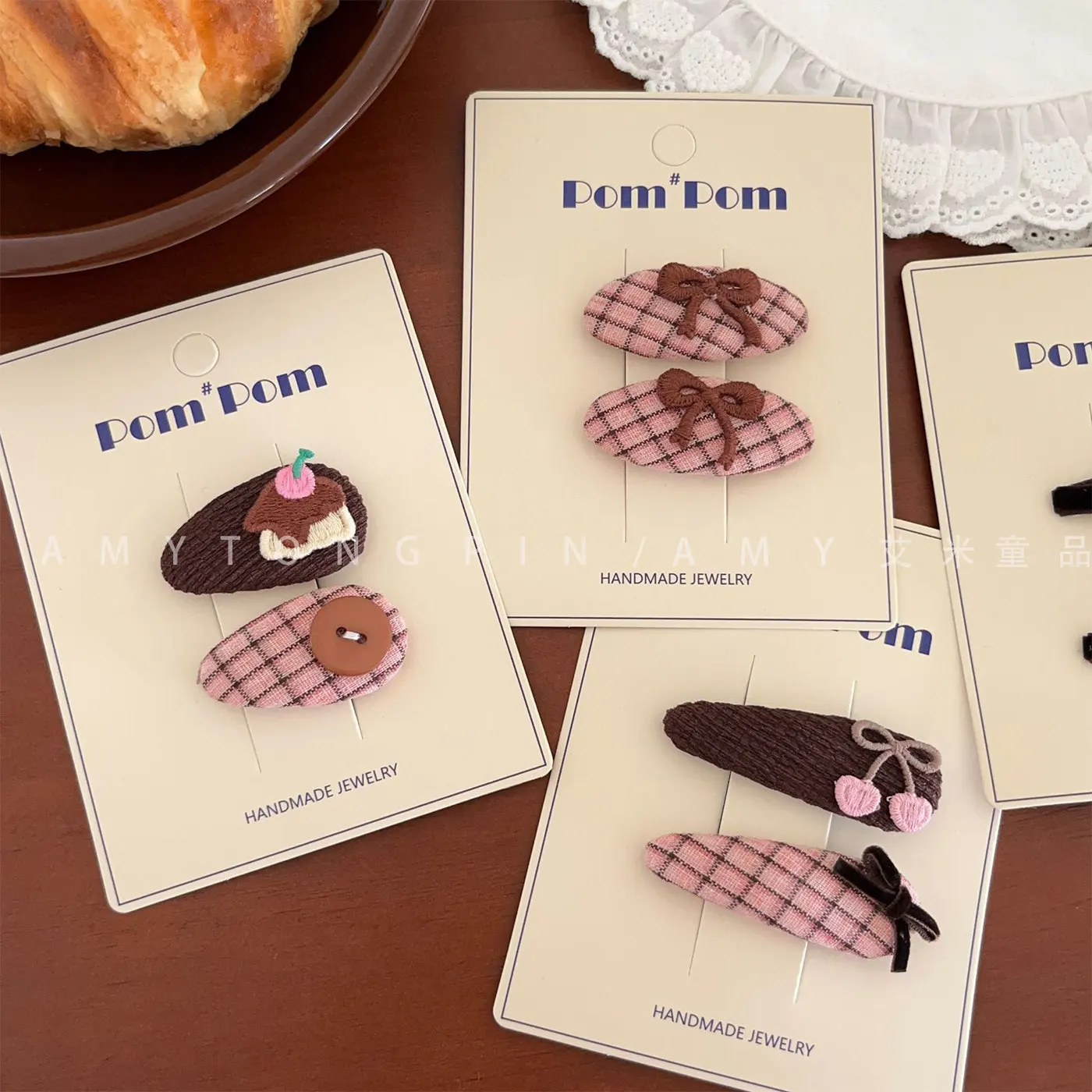 Fabric Hair Clips Kit Cute Plaid Apple Pattern Side Bangs Styling Accessories for Girls Kids Durable No Crease Everyday