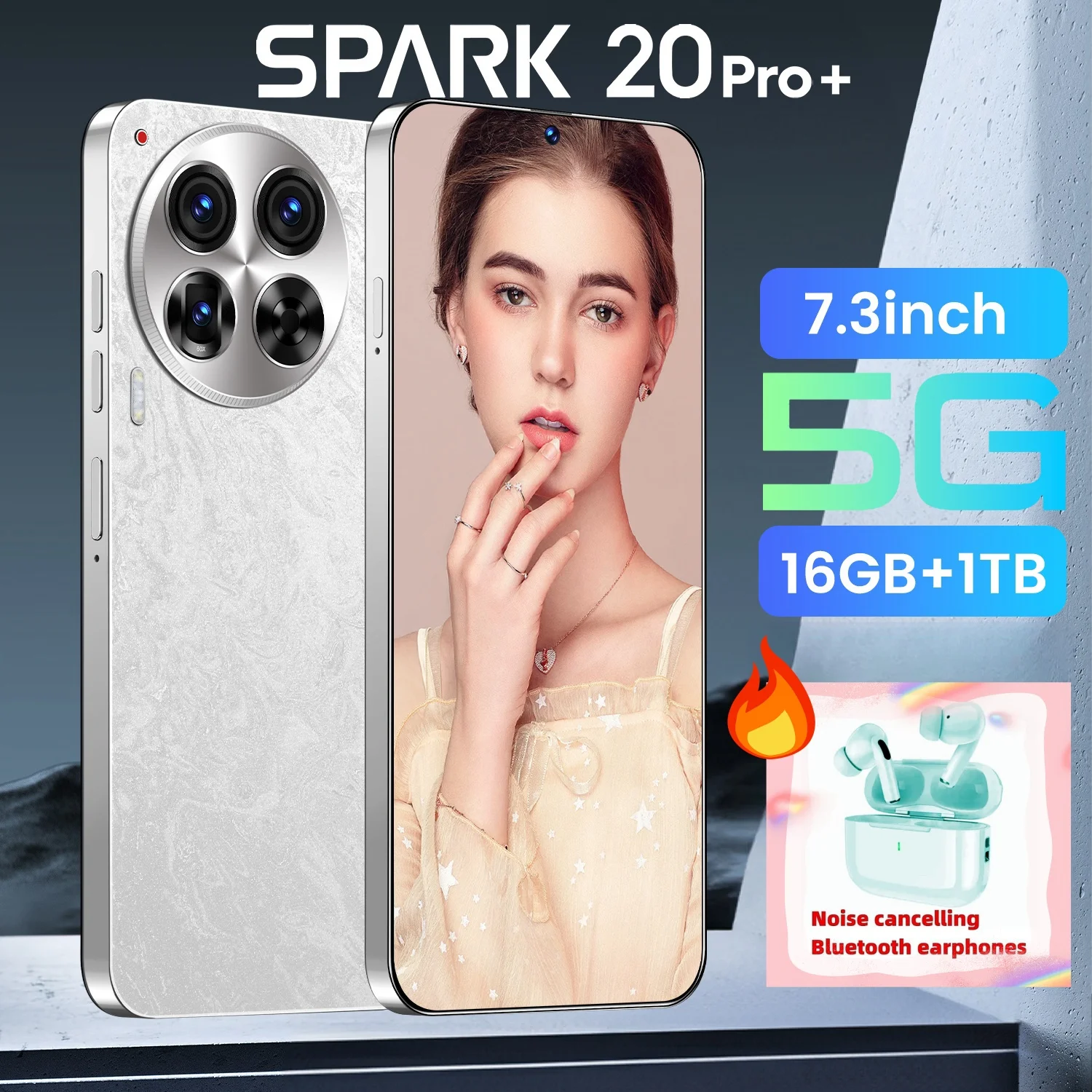 

New Spark20 Pro+ SmartPhone 7.3 HD Screen Mobile Phones 16G+1T 5G Dual Sim Celulares Android13 Unlocked 108MP 8000mAh Cell Phone