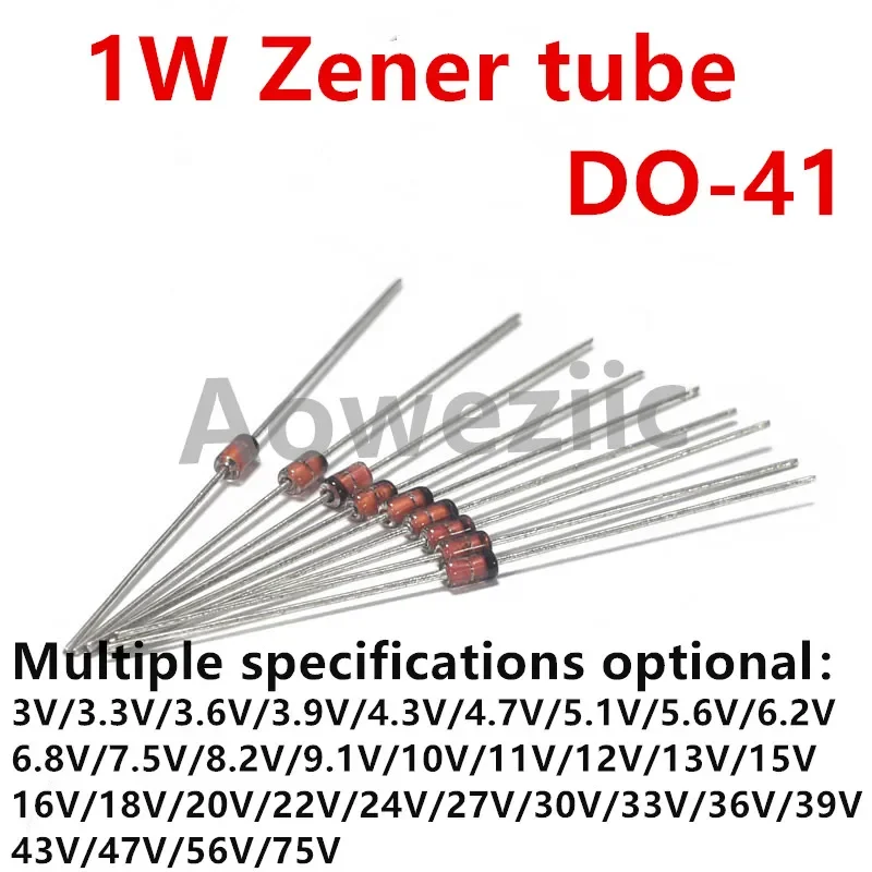 50PCS/LOT 1W Zener diode 1N4751A/30V 1N4752A/33V 1N4753A/36V 1N4754A/39V 1N4755A/43V 1N4756A/47V 1N4758A/56V 1N4761A/75V