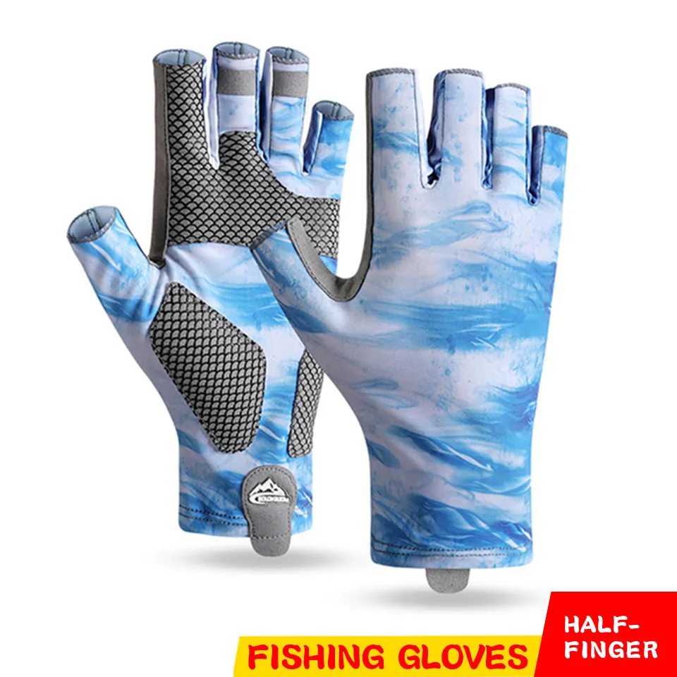 Outdoor Fishing Gloves Half Finger Anti-slip Breathable High Elastic Unisex Cycling Running Ice Silk Quick-release Fish Gloves