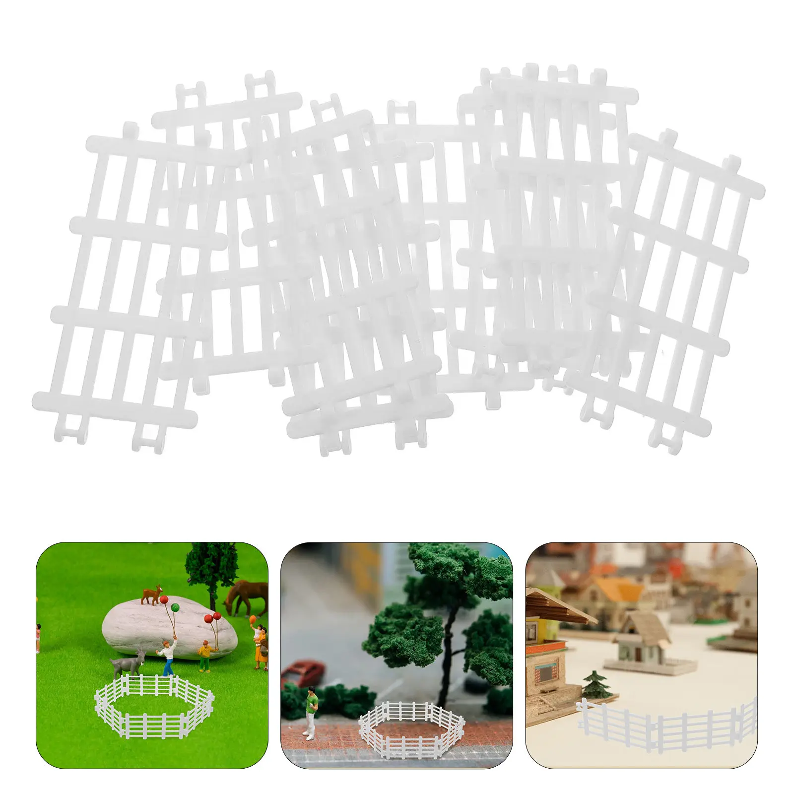 

20Pcs Farm Micro Landscape Miniature Plastic Fence Stable DIY Garden Decoration Small Picket Fence for Micro Landscape