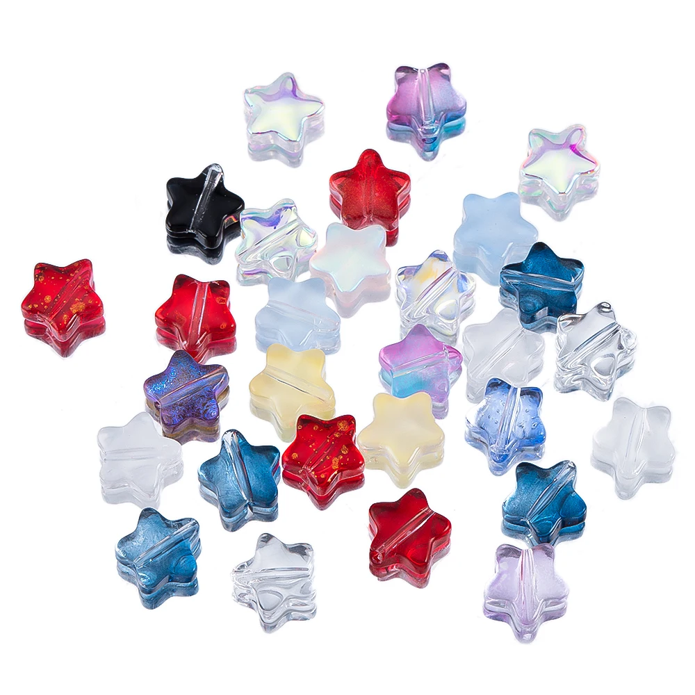 

20pcs Glass Five-pointed Star Shaped Beaded Loose Beads For DIY Handmade Ancient-style Step-shaking Hairpin Earrings Materials