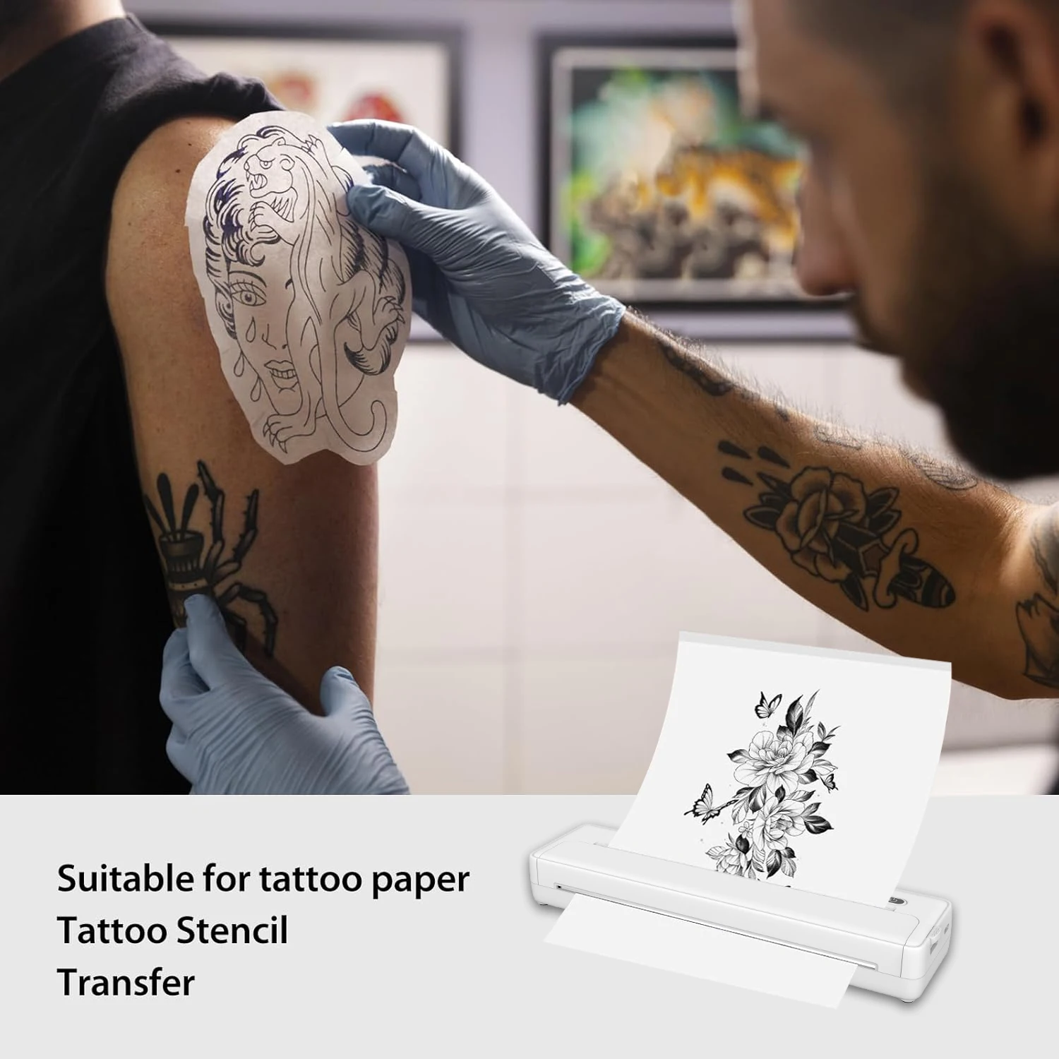 Impresora de plantillas de transferencia de tatuajes inalámbrica, copiadora térmica de transferencia de tatuajes, Kit de impresora de tatuajes para artistas, Fabricante de pegatinas de tatuaje