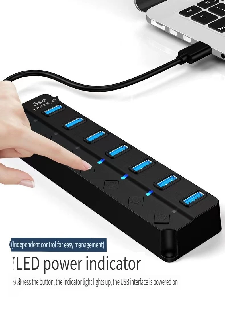 محور USB3.0، محطة إرساء usbhub، كمبيوتر محمول مكتبي مدمج، مقسم متعدد الواجهات بسبعة منافذ #4