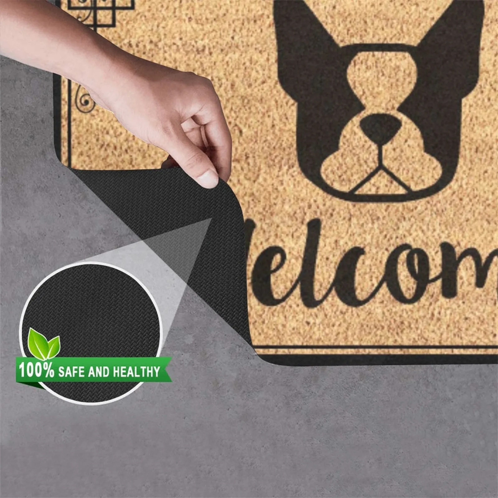 WELCOME DOG Doormat,Non-Slip Rubber Floor Mat, Housewarming Welcome Door Mat for Outdoor Entryway, Kitchen Bath Rug 30x18in