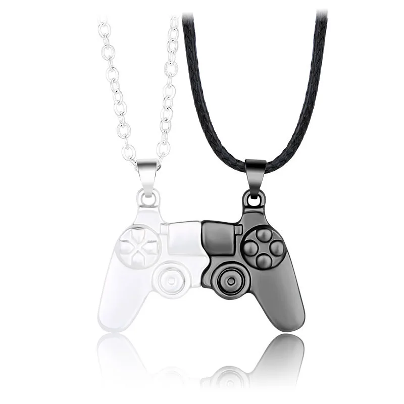Game Console Handle Magnet Best Friend Pendant Necklace Men Women Double Chain Necklace Lover Jewelry Lovers Gifts