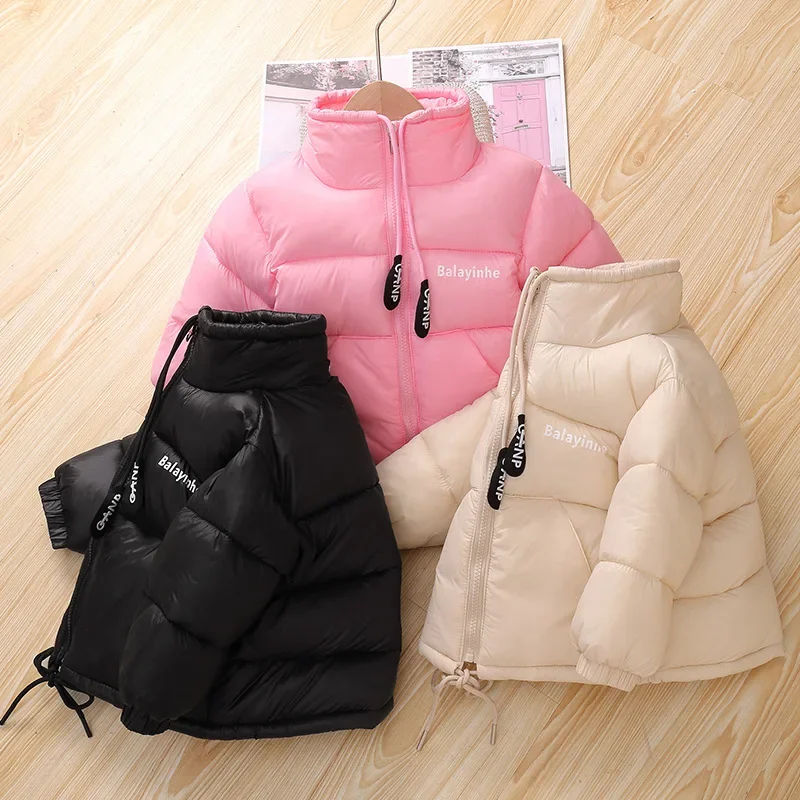 

Fashion New Girl Boy Outerwear Winter Warm Thicken Down Jacket Baby Letter Print Coats Kids Cotton Padded Clothes