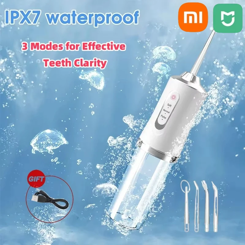 Xiaomi Original Oral Irrigator 220ml 3 Modes 4 Jet Tip Portable Dental Water Flosser USB Rechargeable Water Floss Tooth Teeth