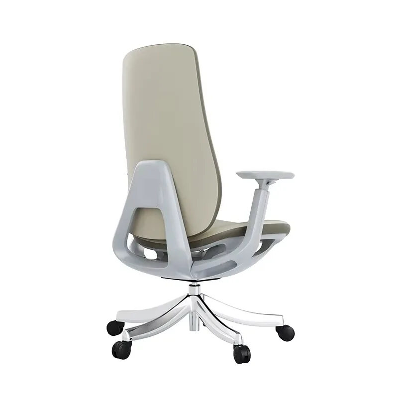 Office Furniture Manufacturer Wholesale Indoor Modern White PU Leather Executive Mid Back Wire-controlled Ergonomic Office Chair