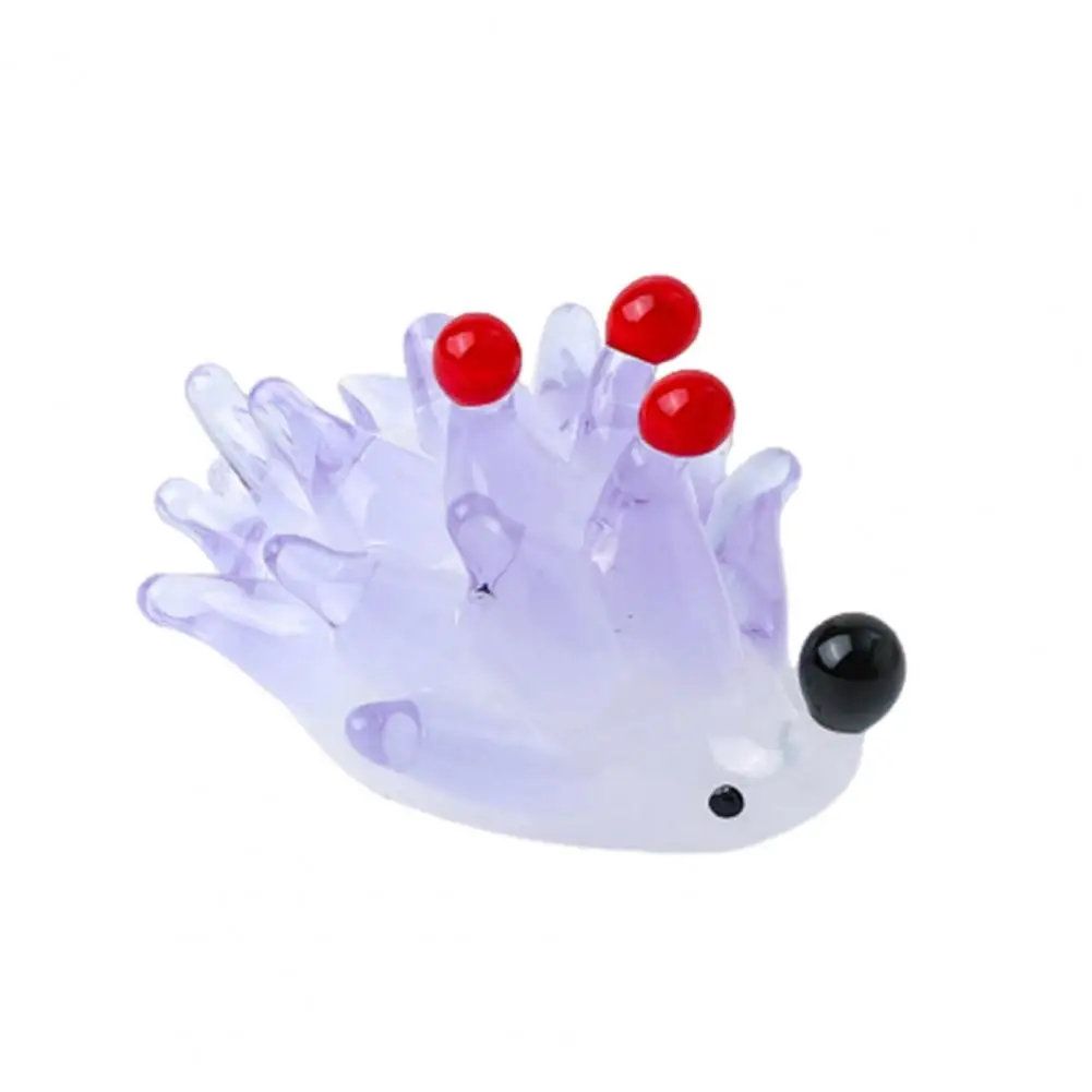 Glass Hedgehog Ornament Handmade Figurine with Berries for Home Office Decor Collectible Mini Statue for Desktop