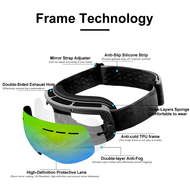 PHMAX-Gafas de esquí para niños, equipo de moto de nieve, gafas antivaho, gafas de snowboard, Invierno