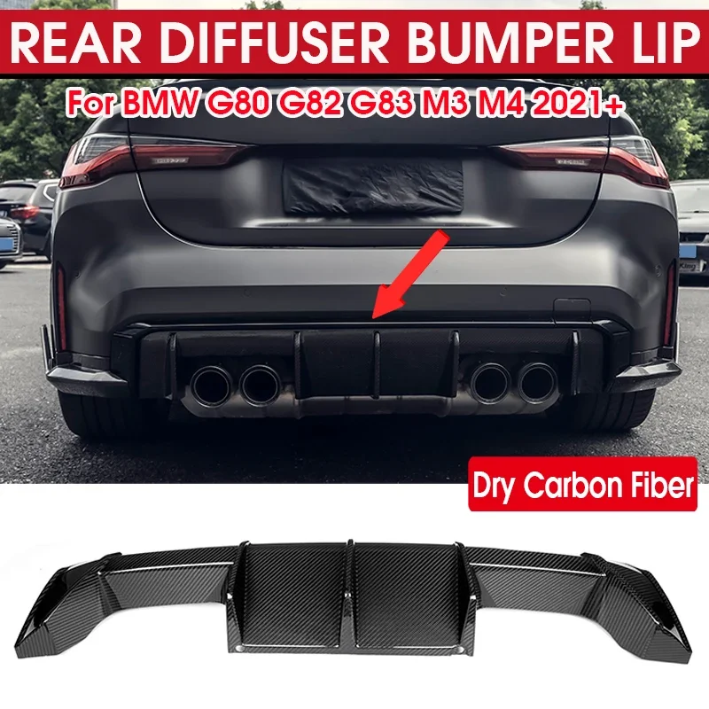 

Dry Carbon Fiber Car Rear Bumper Lip Diffuser Spoiler Side Splitters Apron For BMW G80 G82 G83 M3 M4 2021- Rear Diffuser Lip