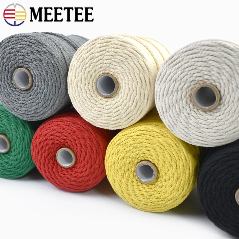 

1Roll=200M 3mm Pure Cotton Cord Twisted Macrame Thread Rope Handmade Gift Package Decorative Cords DIY Crafts Sewing Accessories