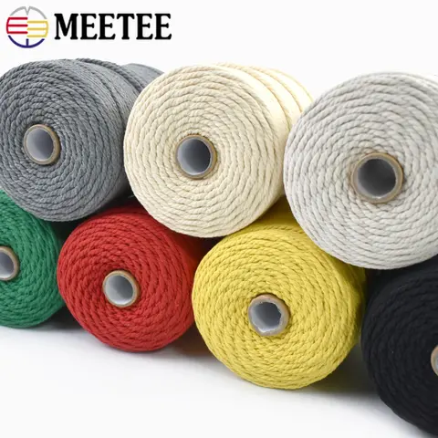 1Roll=200M 3mm Pure Cotton Cord Twisted Macrame Thread Rope Handmade Gift Package Decorative Cords DIY Crafts Sewing Accessories