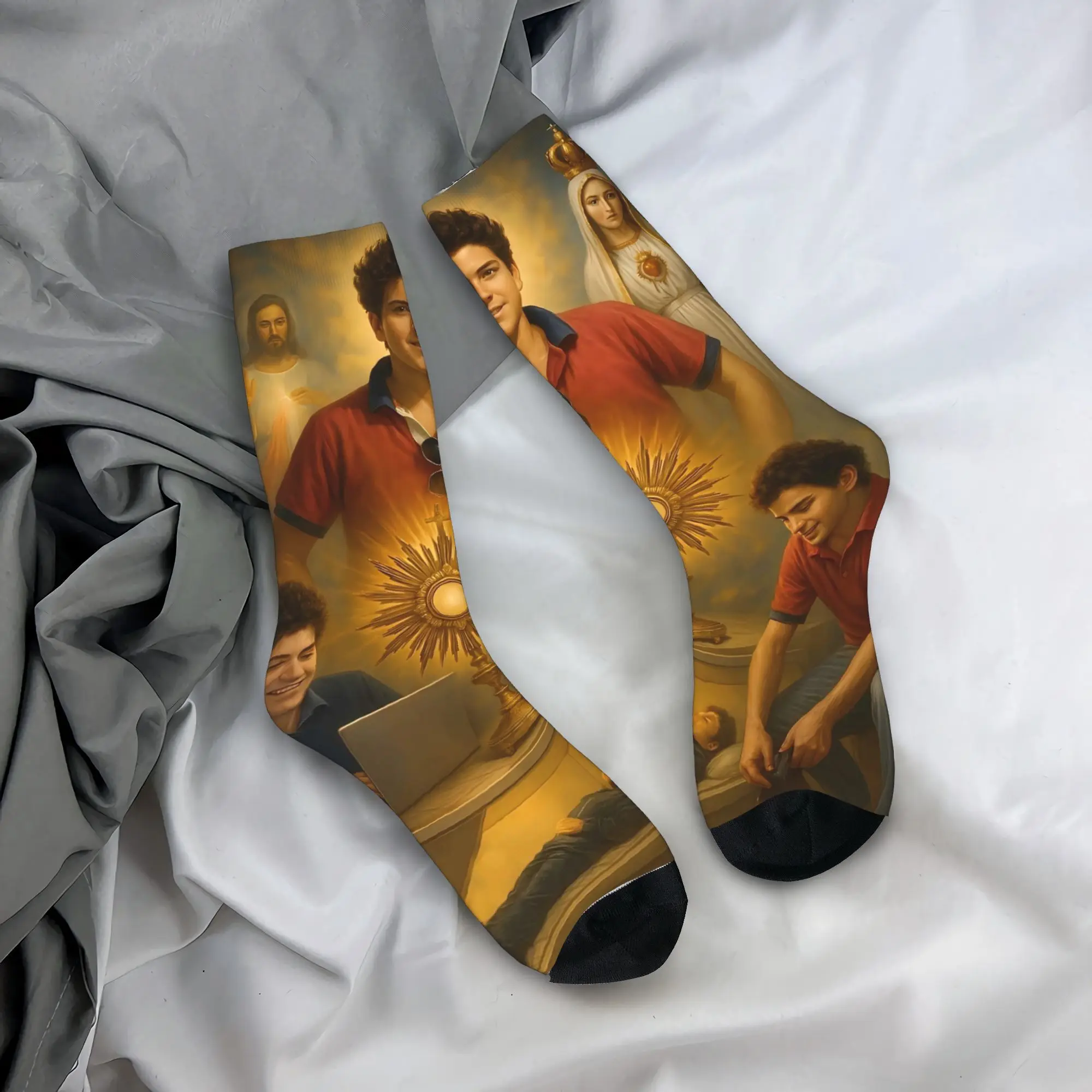 

Чулки Saint Carlo Acutis, кавайные носки, дышащие носки для пары, осенние дизайнерские носки для бега, защита от пота, подарок