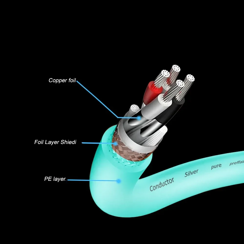 Preffair X457 Pure Silver Audio Cable: PTFE Insulation, 4N Multistranded Silver Conductor with Foil and Silver-Plated Shielding,
