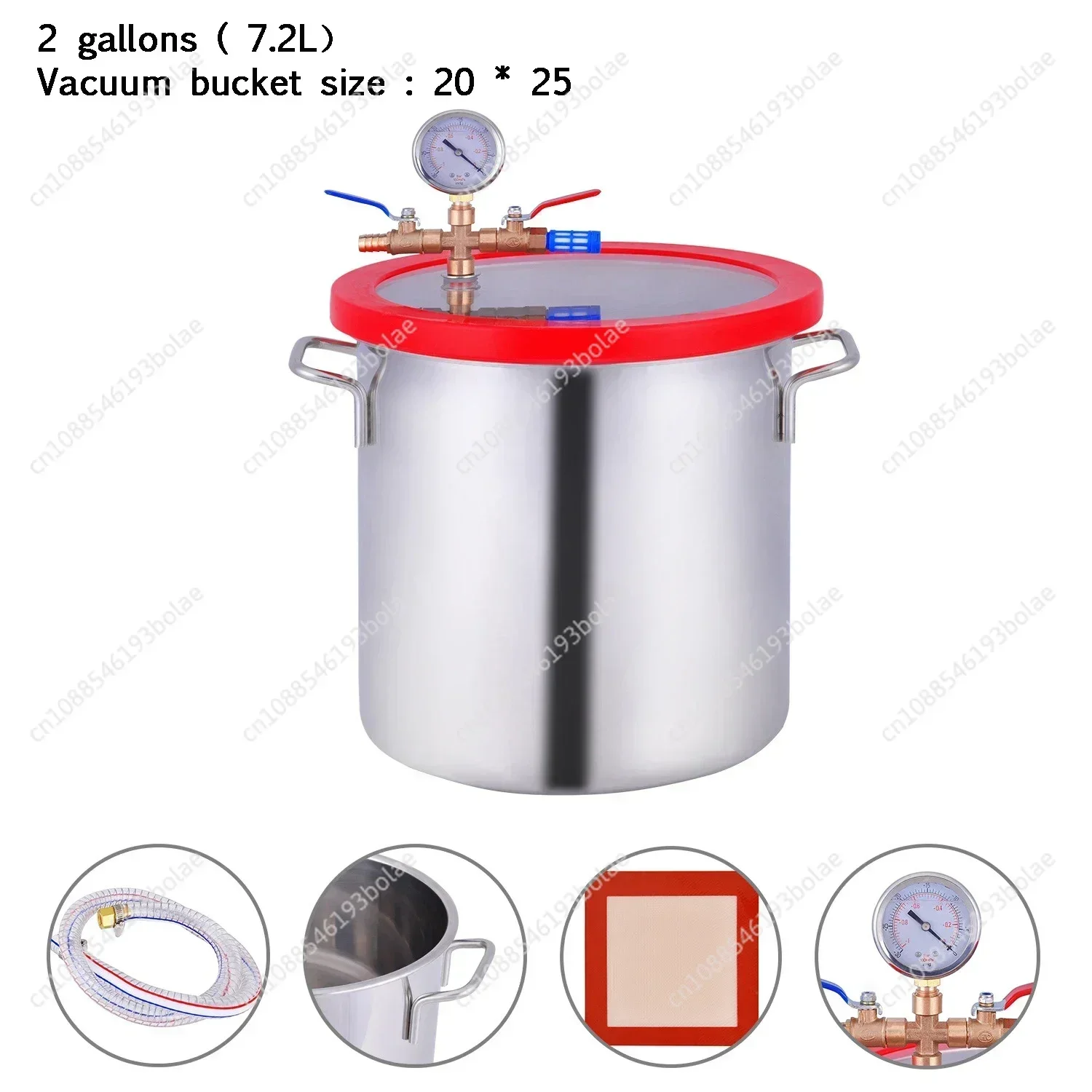 

3 Gallon 12L Stainless Steel Vacuum Degassing Chamber Vacuum Defoaming Barrel For Silicone Resin AB Adhesive 25x25CM Acrylic Lid