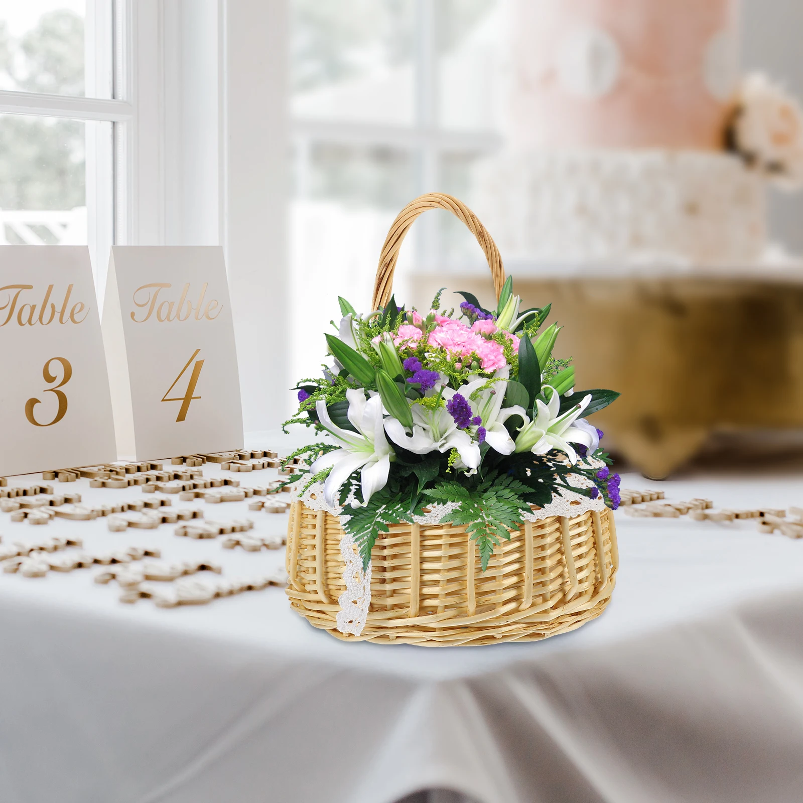 

Portable Woven Basket Home Storage Desk Decoration Large Capacity Lace Design Bins ganizers Eco Friendly H Carry