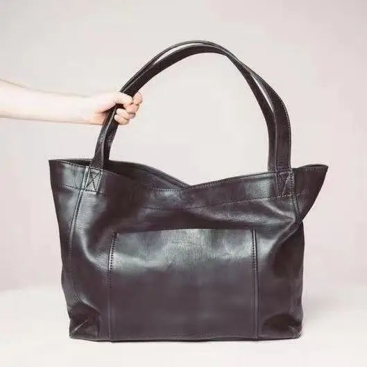 Imagem -03 - Bolsa Tote de Couro para Cera de Óleo para Mulheres Bolsa de Alta Capacidade de Mão com Bolso Feminino Bolsa de Compras Grande d2