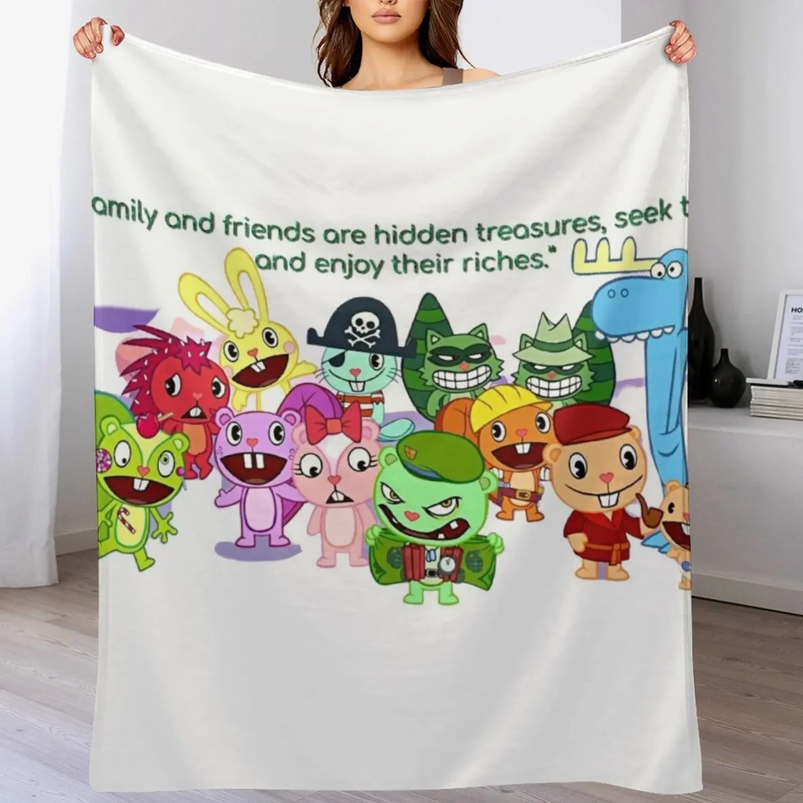 

Happy Tree Friends Family Throw Blanket Soft Decorative Sofa Vintage Camping Blankets