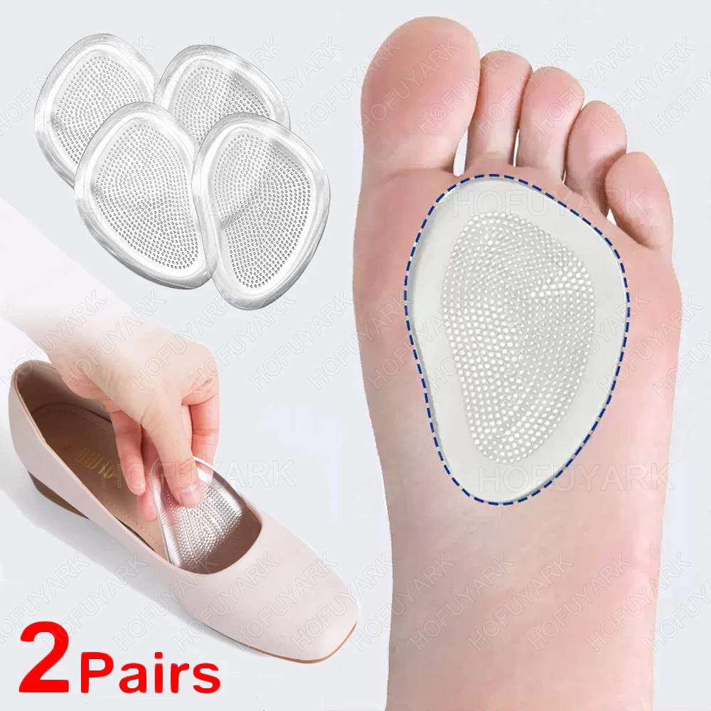 

4Pcs Silicone Forefoot Pads Insert Shoes Non-Slip Massage Metatarsal Foot Pads for Woman Sandals High Heels Pain Relief Insoles