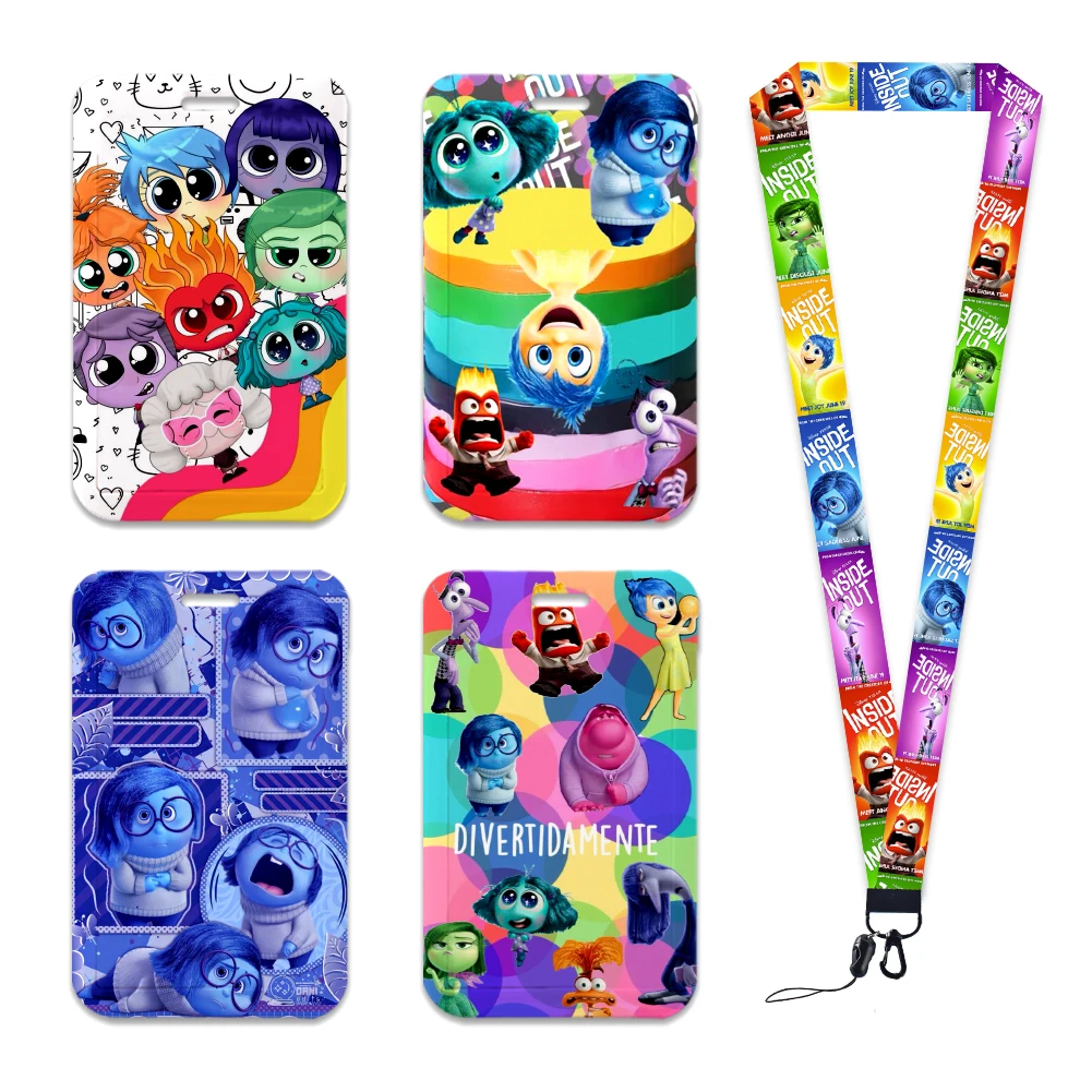 

Disney Inside Out 2 Card Lanyard Id Badge Holder University Bus Pass Cover Slip Bank Credit Card Holder Card Strap