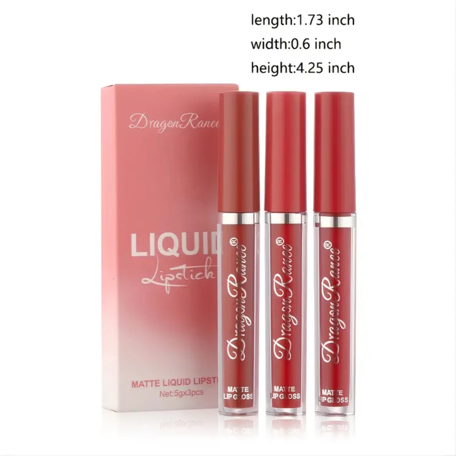 Conjunto de esmalte labial fosco colorido 3s, copo antiaderente à prova d'água, brilho labial de veludo de ar, caixa de conjunto de batom, maquiagem feminina