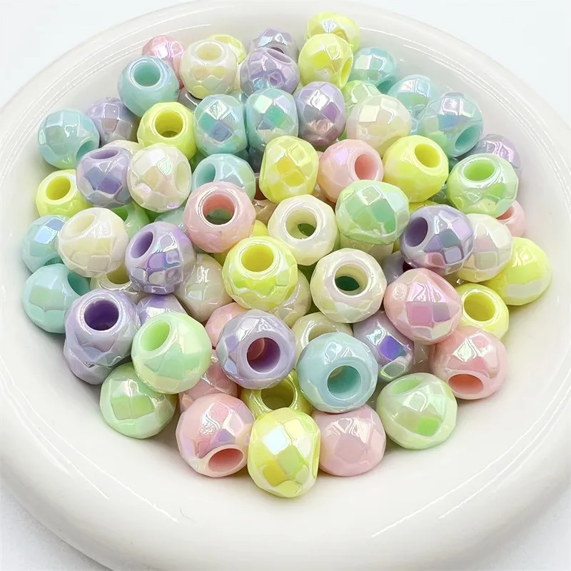 

Wholesale 100pcs 14mm Big Hole AB Pastel Colors Faceted Round Wheel Beads FIt Ornament Bracelet Necklace Earring Beading Spacer