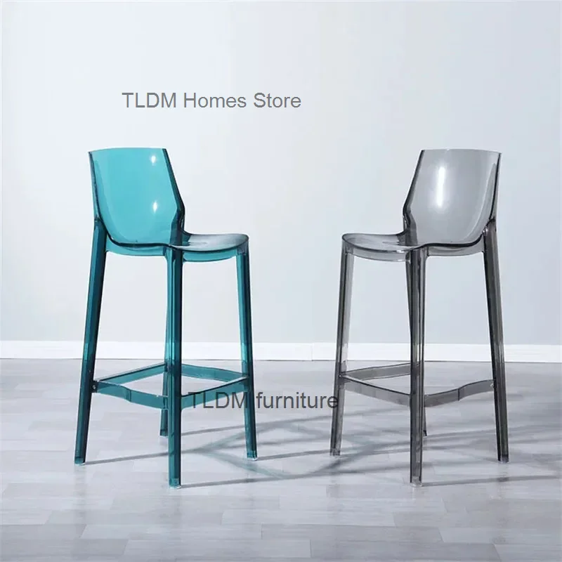 Modern Acrylic Bar Chairs Commercial High Foot Counter Stool High Chair Nordic Plastic Crystal Bar Stools for Kitchen Furniture