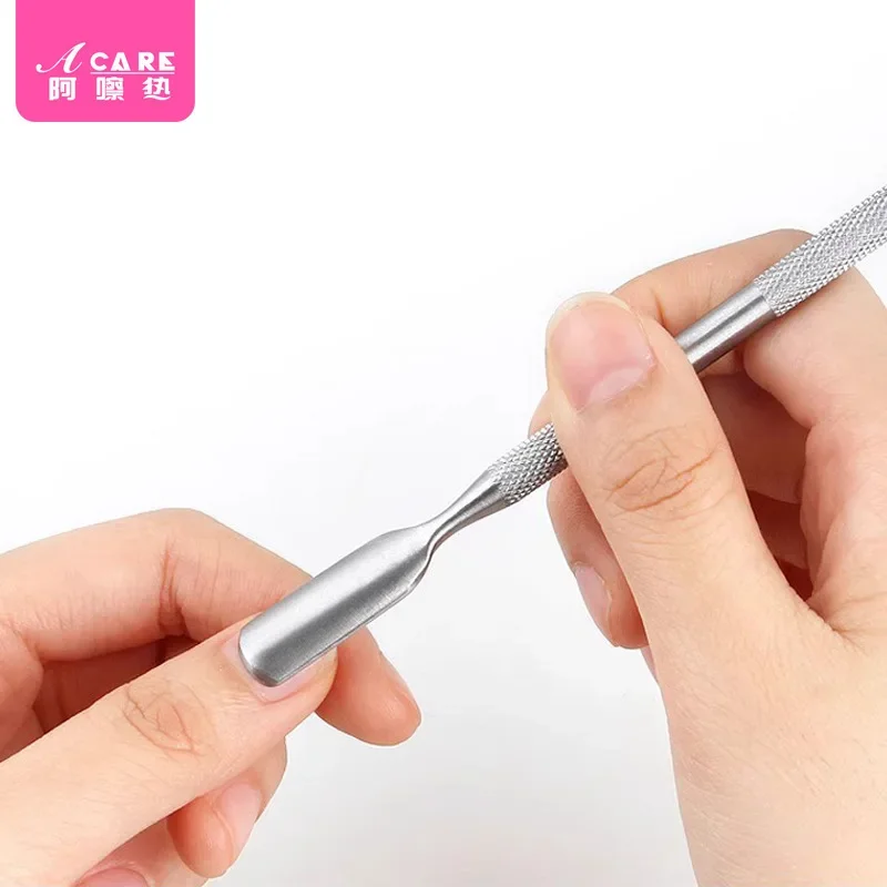 角質除去プッシャーA1-ステンレス鋼シャベルエッジバーブプッシュフォーク角質除去フォーク爪切り携帯用