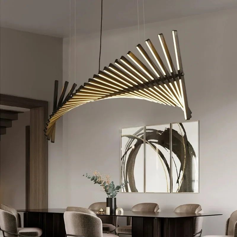 Restaurant entrance chandelier Nordic designer hotel front desk fishbone lamp
