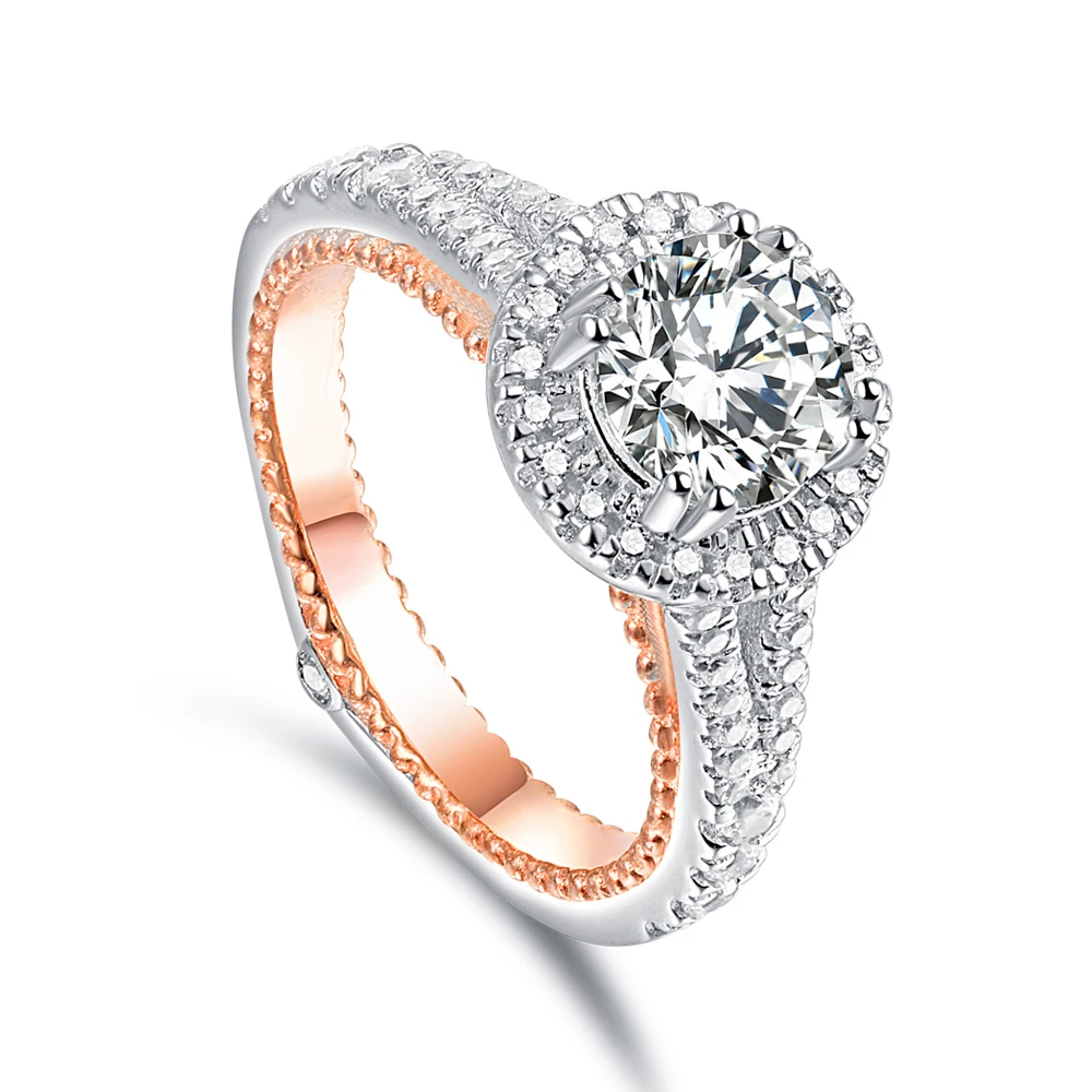 

New Design 925 Sterling Silver Jewelry Ring Plating White Gold Rose Gold Engagement Wedding Rings CZ Halo Setting for Women