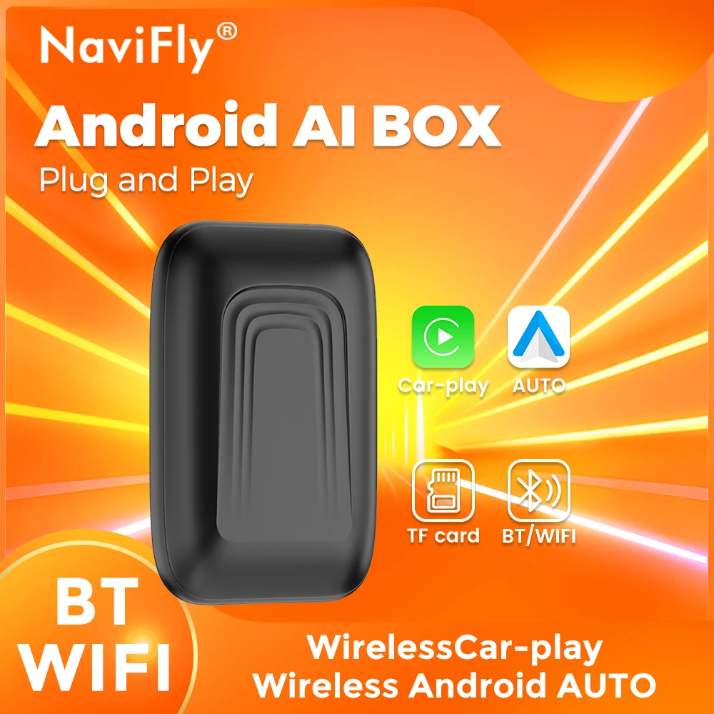 

Navifly Wireless CarPlay Android Auto Ai Box Wireless Adapter Universal Car Radio Multimedia Player For Toyota VW BMW Benz Audi